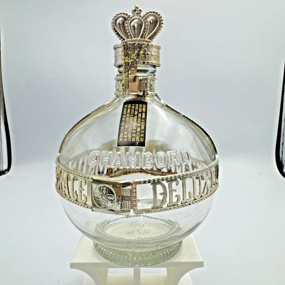 Vintage Empty Royale Deluxe Chambord Liqueur Decanter Bottle Crown